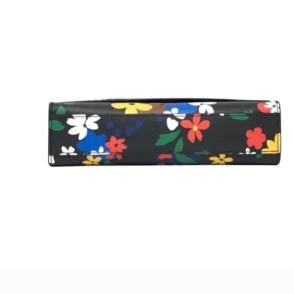 NEW Kate Spade New York Black Floral Staci Sailin Leather Medium Crossbody Bag